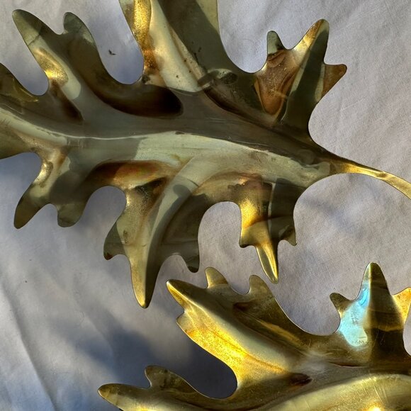 Homco Home Interiors brass color metal Oak leaves Wall Hanging Vintage - Picture 6 of 6